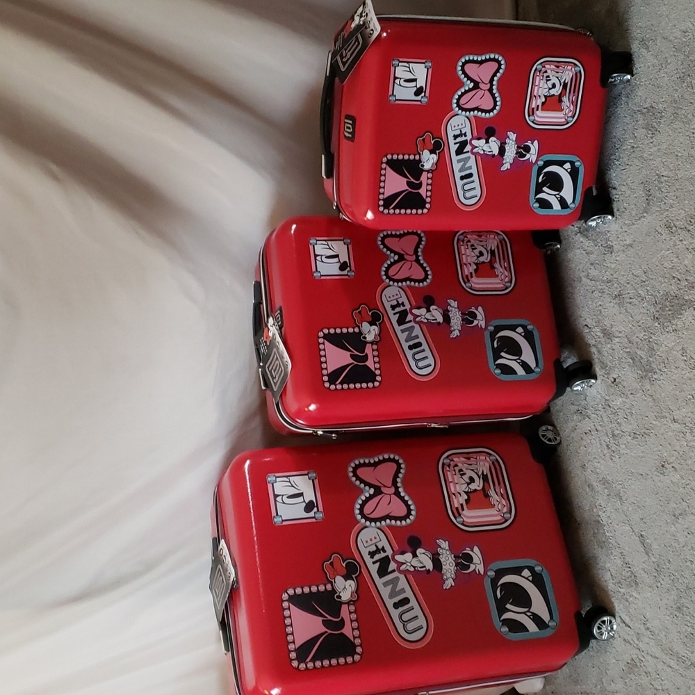 NEW FUL Hard Sided ABS Minnie Mouse 3-Piece Rolling Suitcase